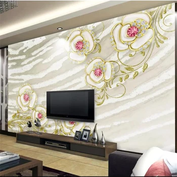обои wellyu для домашнего декора, Бутик обоев на заказ, высококачественные тисненые золотые цветы, 3d стереотелевизионный гобелен на задней стене