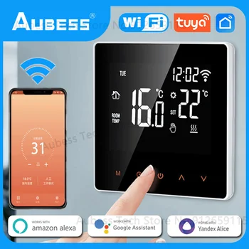 AUBESS Tuya Smart WiFi Термостат, регулятор температуры, Электрический подогрев пола, водогазовый котел, Алиса, Алекса, Google Assistant