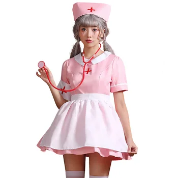 Сексуальный женский розовый костюм медсестры на девичник, Хэллоуин, Семейная униформа медсестры, доктора для косплея, Размер S-L, нарядное платье
