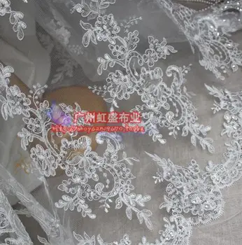 Горячо!!!Ширина 2 ярда 135 см, вышитая жаккардовая вуаль, сетка, кружевная ткань с блестками, материал для платьев своими руками и свадебных платьев невесты