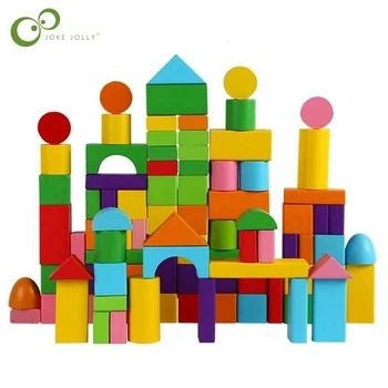 Деревянные игрушки для детей, набор деревянных строительных блоков с сумкой для хранения, собранные строительные блоки, игрушки для раннего развития для детей