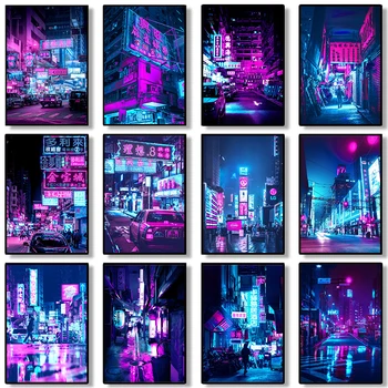 Бумага Vaporwave в стиле панк, Японский Неон и уличное настенное искусство Гонконга, домашний декор, картина для гостиной, печать на холсте, плакат, картинка